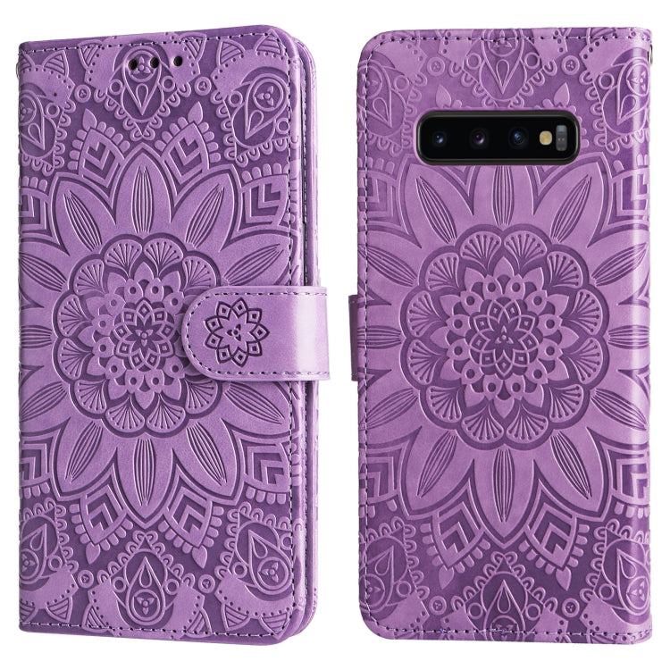 For Samsung Galaxy S10 Embossed Sunflower Leather Phone Case