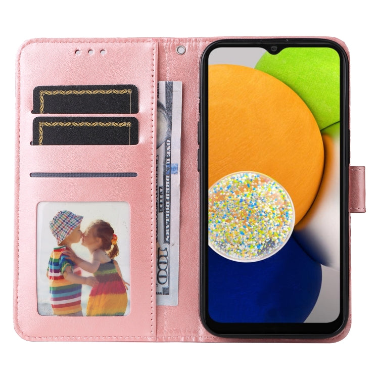 For Samsung Galaxy A03 EU 166mm Embossed Sunflower Leather Phone Case