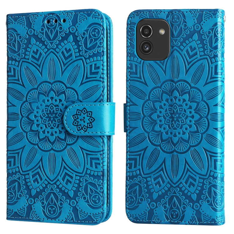 For Samsung Galaxy A03 EU 166mm Embossed Sunflower Leather Phone Case
