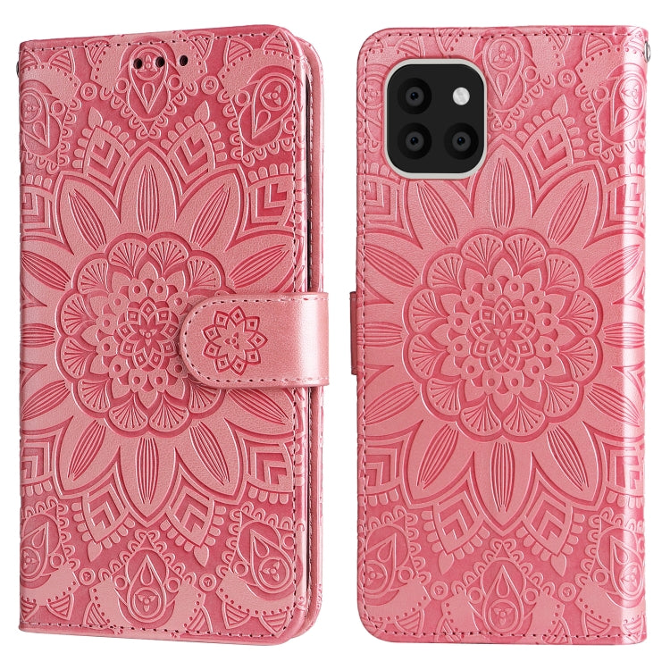 For Samsung Galaxy A03 Global 164mm Embossed Sunflower Leather Phone Case