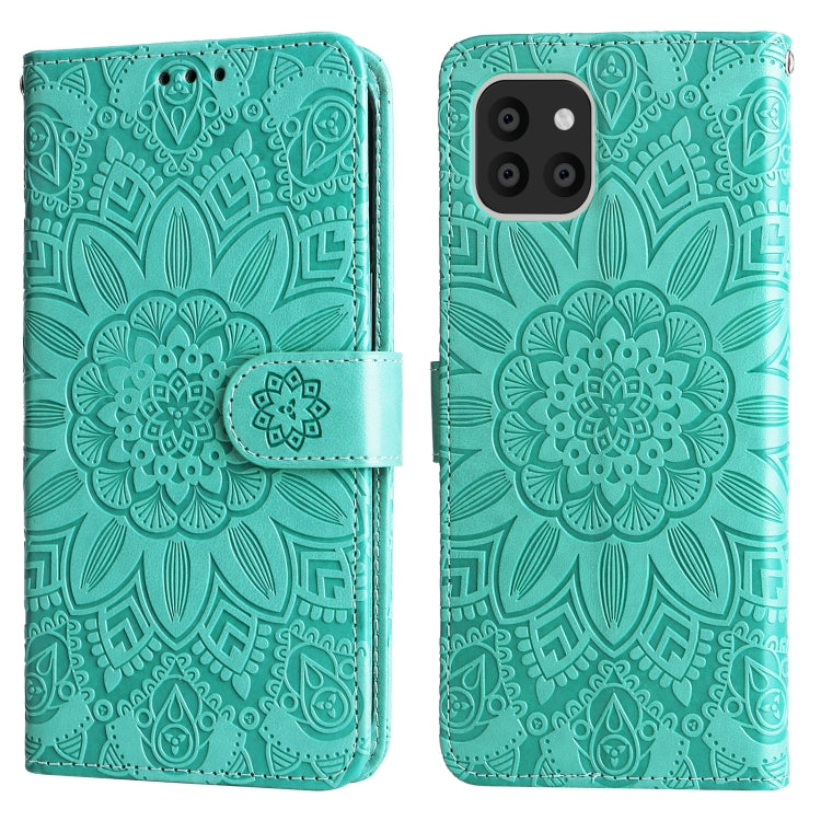 For Samsung Galaxy A03 Global 164mm Embossed Sunflower Leather Phone Case