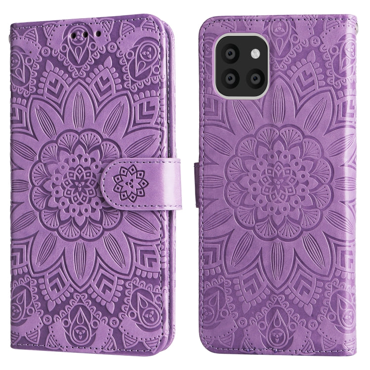 For Samsung Galaxy A03 Global 164mm Embossed Sunflower Leather Phone Case