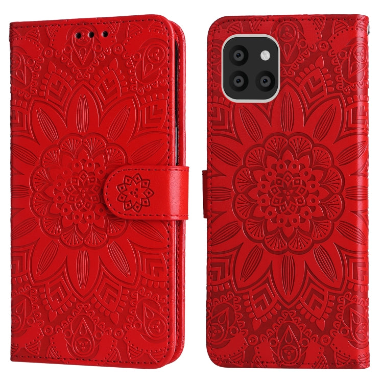 For Samsung Galaxy A03 Global 164mm Embossed Sunflower Leather Phone Case