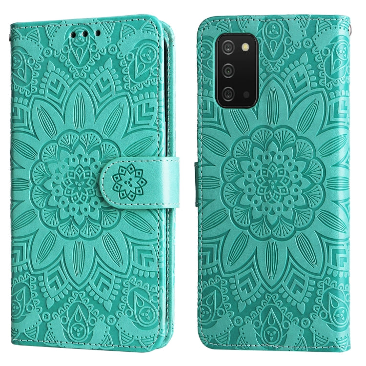 For Samsung Galaxy A03s EU 166mm/ A02s US 166mm Embossed Sunflower Leather Phone Case