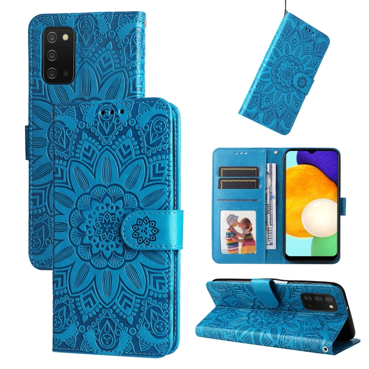 For Samsung Galaxy A03s EU 166mm/ A02s US 166mm Embossed Sunflower Leather Phone Case