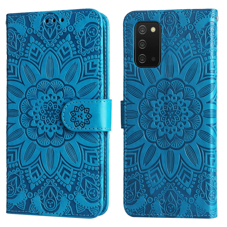 For Samsung Galaxy A03s EU 166mm/ A02s US 166mm Embossed Sunflower Leather Phone Case