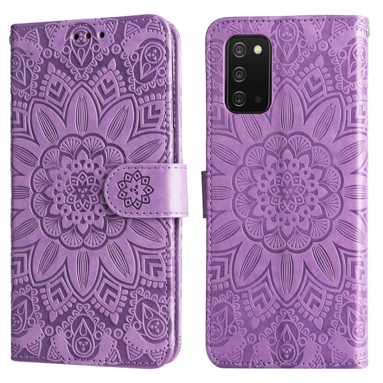 For Samsung Galaxy A03s EU 166mm/ A02s US 166mm Embossed Sunflower Leather Phone Case