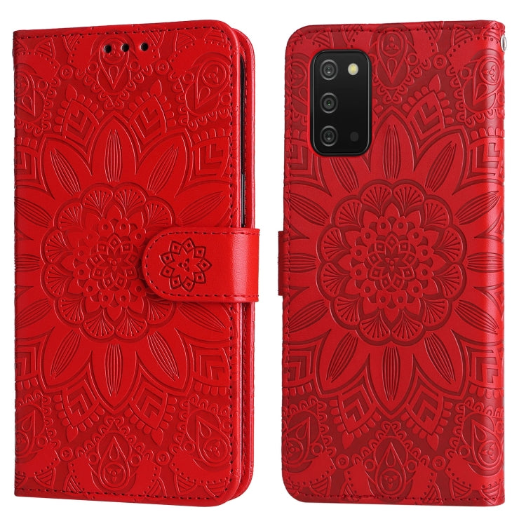 For Samsung Galaxy A03s EU 166mm/ A02s US 166mm Embossed Sunflower Leather Phone Case