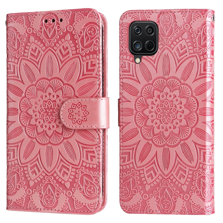 For Samsung Galaxy A12 4G / 5G Embossed Sunflower Leather Phone Case