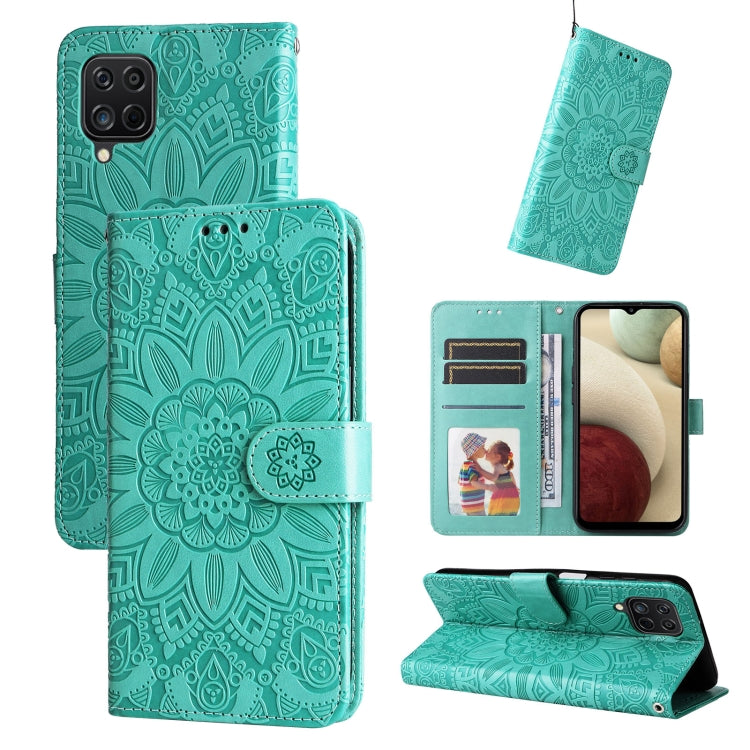 For Samsung Galaxy A12 4G / 5G Embossed Sunflower Leather Phone Case