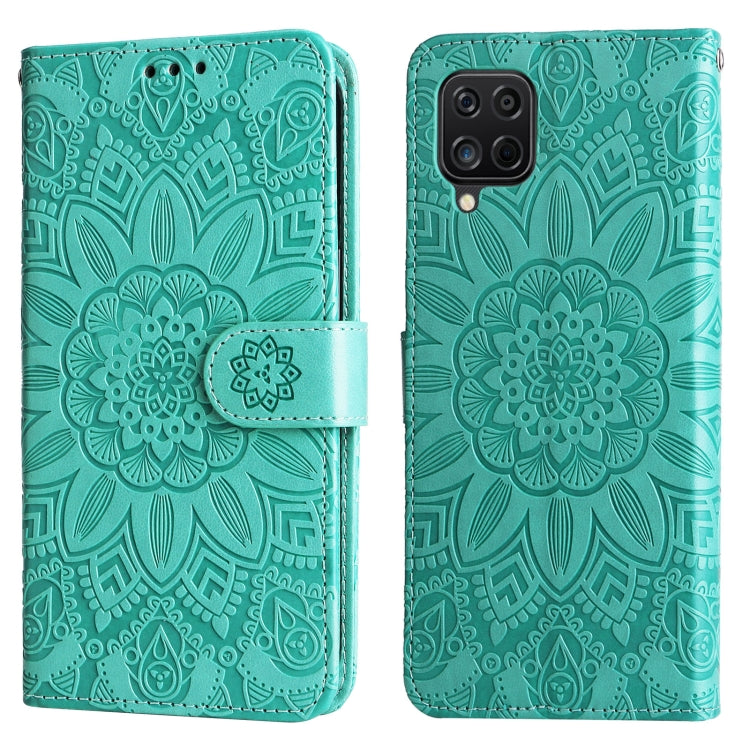 For Samsung Galaxy A12 4G / 5G Embossed Sunflower Leather Phone Case