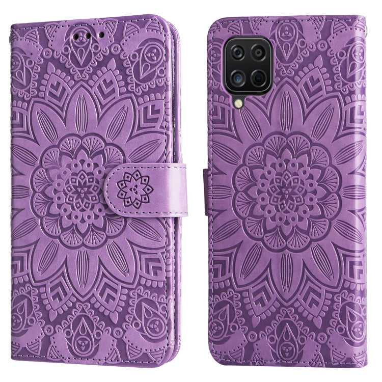 For Samsung Galaxy A12 4G / 5G Embossed Sunflower Leather Phone Case