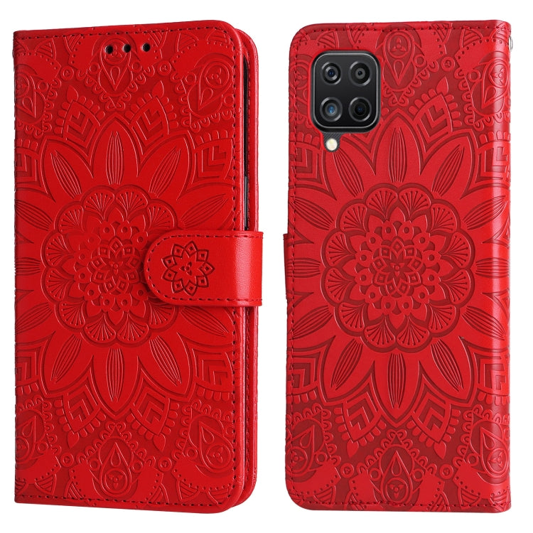 For Samsung Galaxy A12 4G / 5G Embossed Sunflower Leather Phone Case