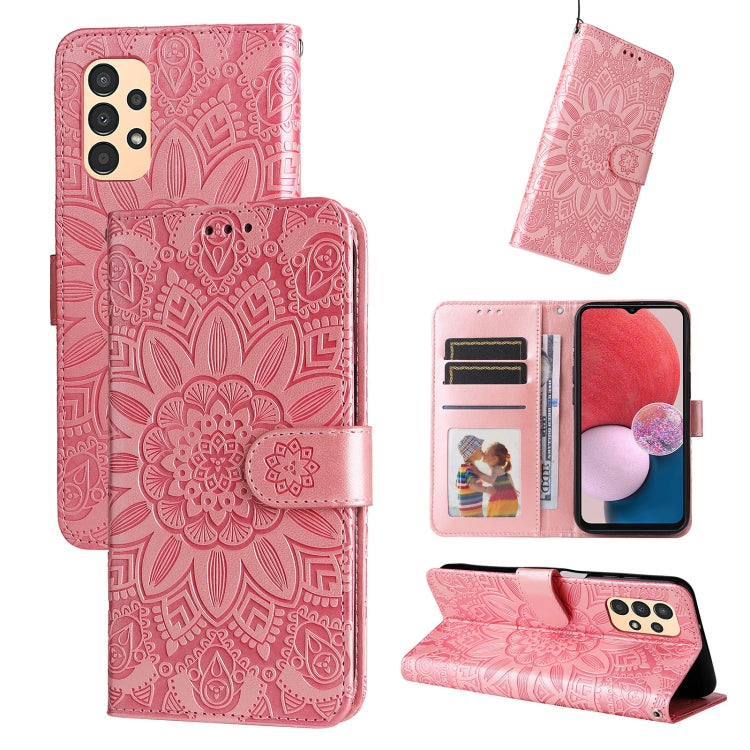 For Samsung Galaxy A13 4G Embossed Sunflower Leather Phone Case
