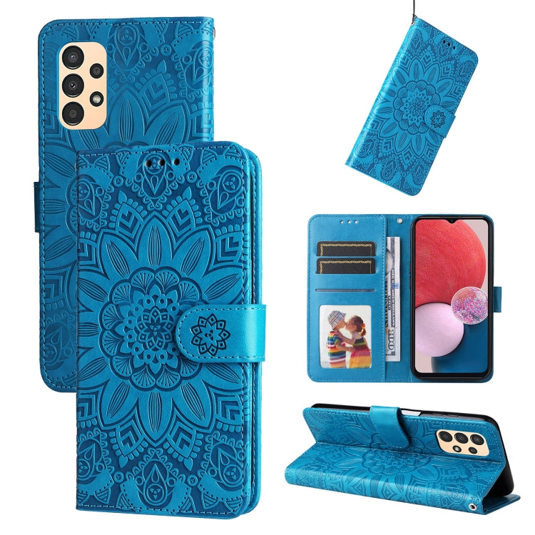For Samsung Galaxy A13 4G Embossed Sunflower Leather Phone Case