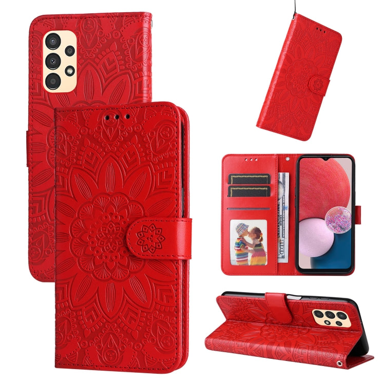 For Samsung Galaxy A13 4G Embossed Sunflower Leather Phone Case