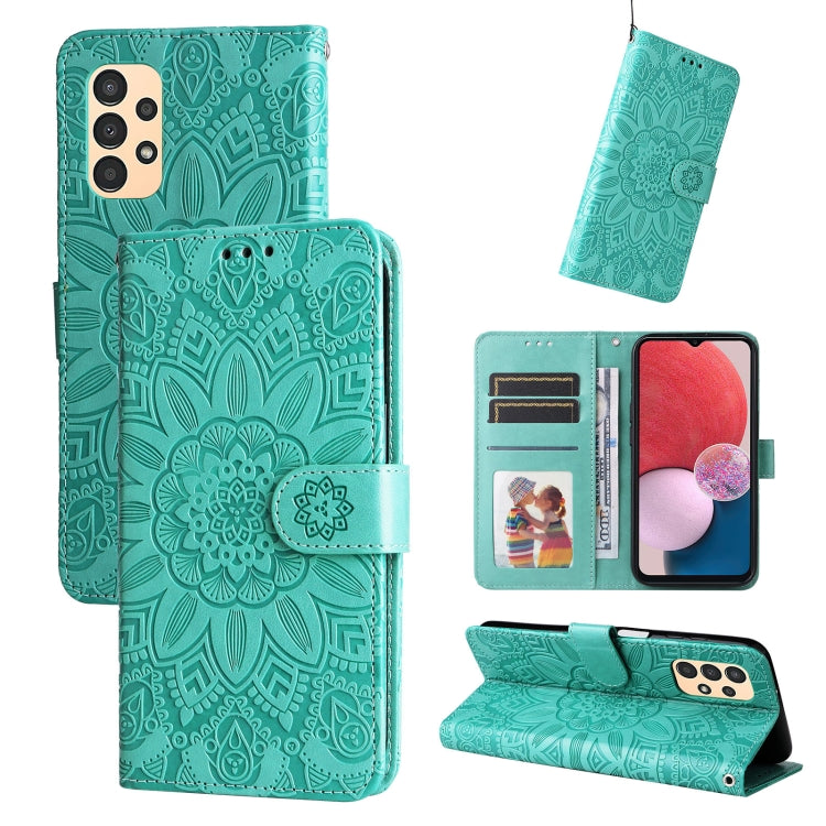 For Samsung Galaxy A13 5G Embossed Sunflower Leather Phone Case