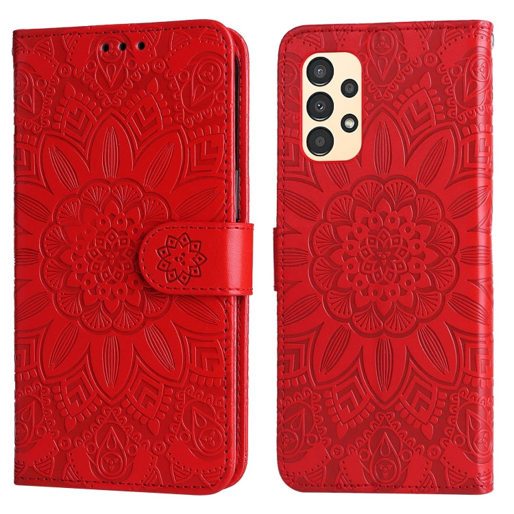 For Samsung Galaxy A13 5G Embossed Sunflower Leather Phone Case