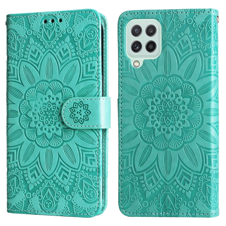 For Samsung Galaxy A22 4G / M22 / M32 4G Global Embossed Sunflower Leather Phone Case