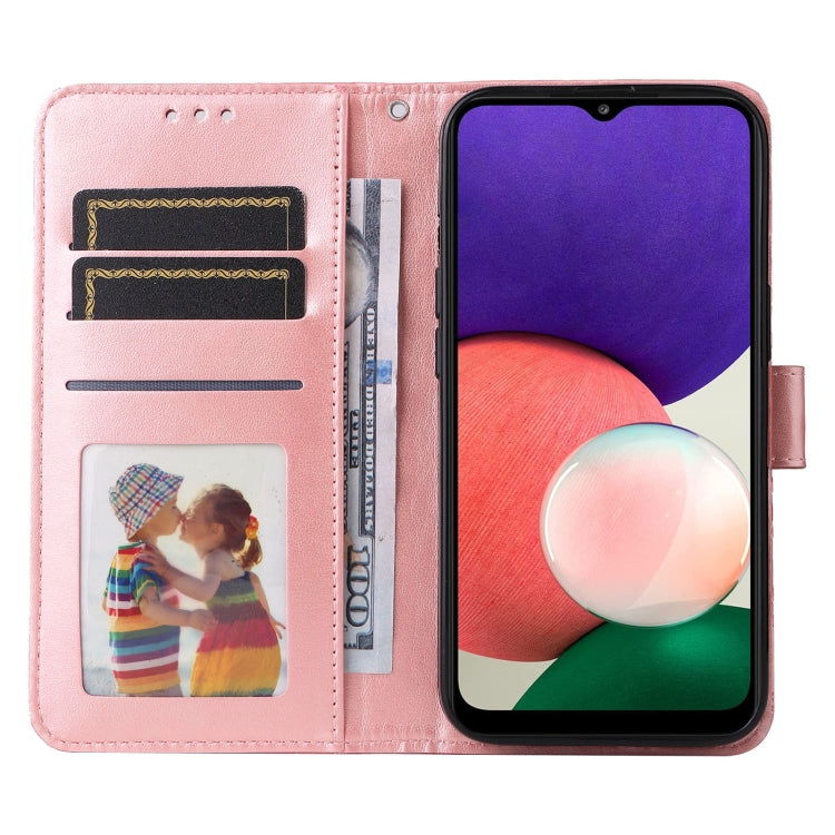 For Samsung Galaxy A22 5G Embossed Sunflower Leather Phone Case