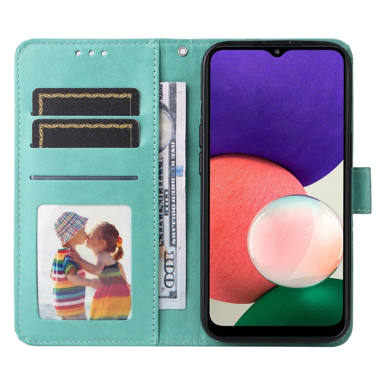 For Samsung Galaxy A22 5G Embossed Sunflower Leather Phone Case