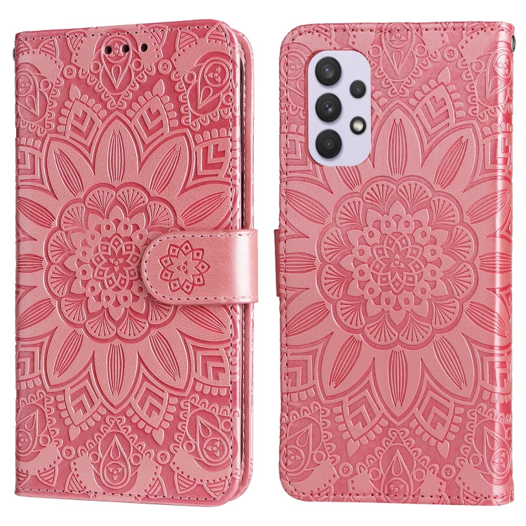 For Samsung Galaxy A32 4G Embossed Sunflower Leather Phone Case