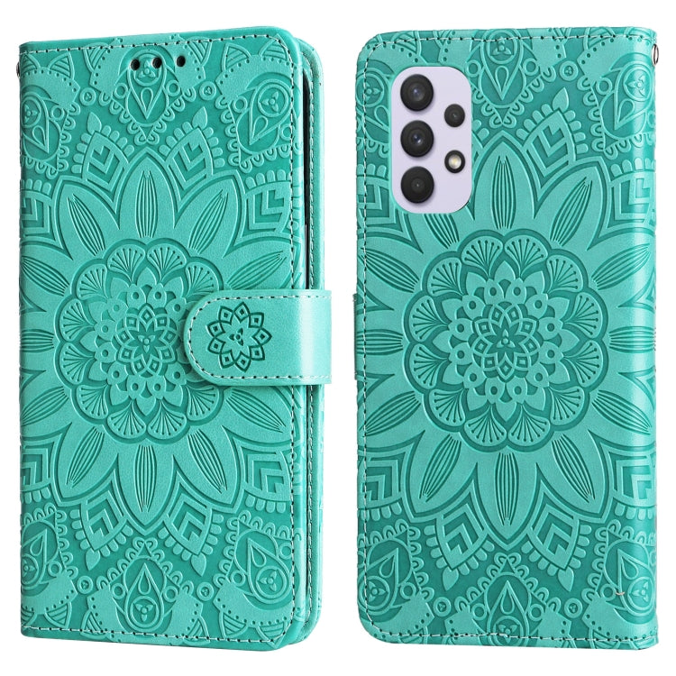 For Samsung Galaxy A32 4G Embossed Sunflower Leather Phone Case