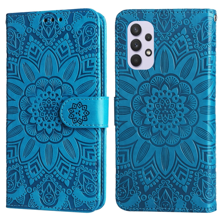 For Samsung Galaxy A32 4G Embossed Sunflower Leather Phone Case