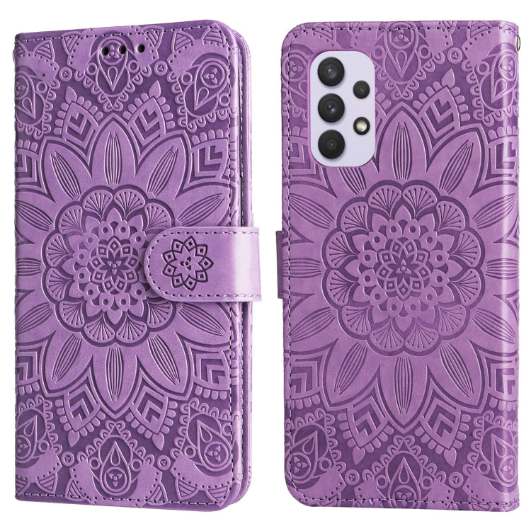 For Samsung Galaxy A32 4G Embossed Sunflower Leather Phone Case