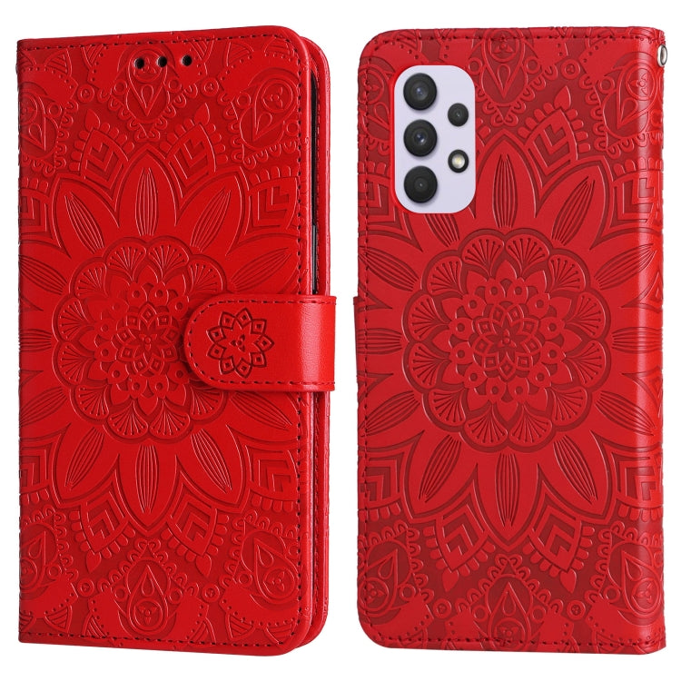 For Samsung Galaxy A32 4G Embossed Sunflower Leather Phone Case