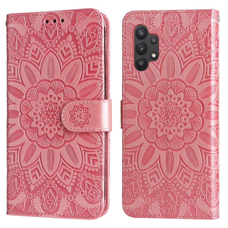 For Samsung Galaxy A32 5G Embossed Sunflower Leather Phone Case