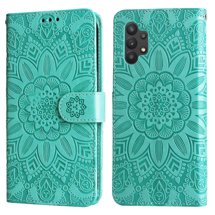 For Samsung Galaxy A32 5G Embossed Sunflower Leather Phone Case