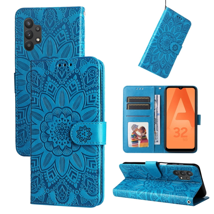For Samsung Galaxy A32 5G Embossed Sunflower Leather Phone Case