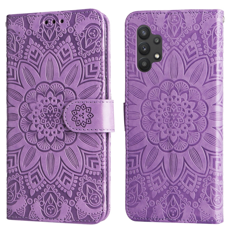 For Samsung Galaxy A32 5G Embossed Sunflower Leather Phone Case