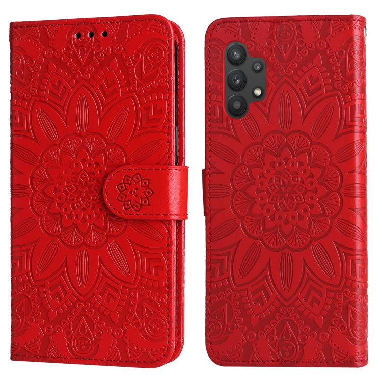 For Samsung Galaxy A32 5G Embossed Sunflower Leather Phone Case