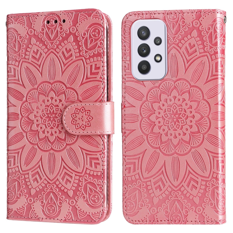 For Samsung Galaxy A33 5G Embossed Sunflower Leather Phone Case