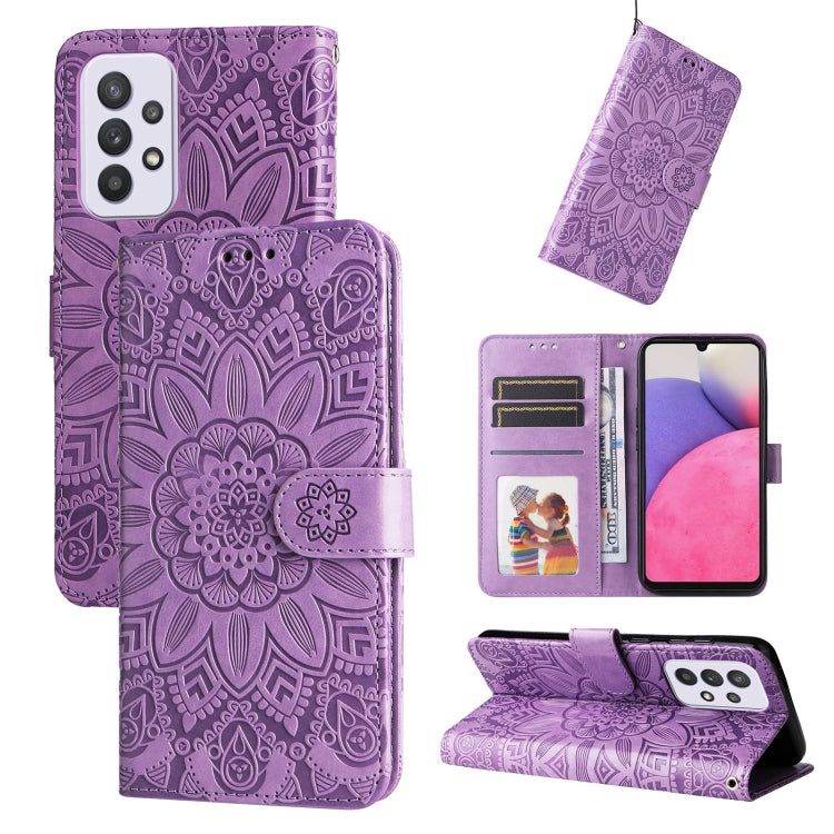 For Samsung Galaxy A33 5G Embossed Sunflower Leather Phone Case