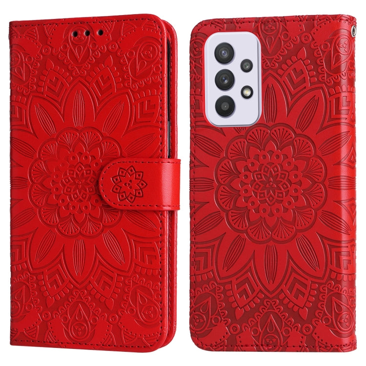 For Samsung Galaxy A33 5G Embossed Sunflower Leather Phone Case