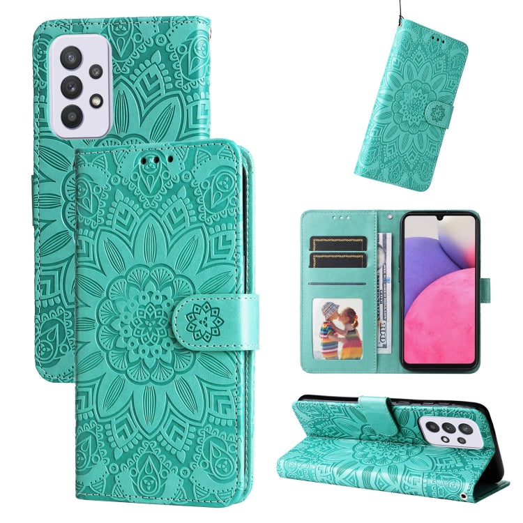 For Samsung Galaxy A52 4G / 5G Embossed Sunflower Leather Phone Case