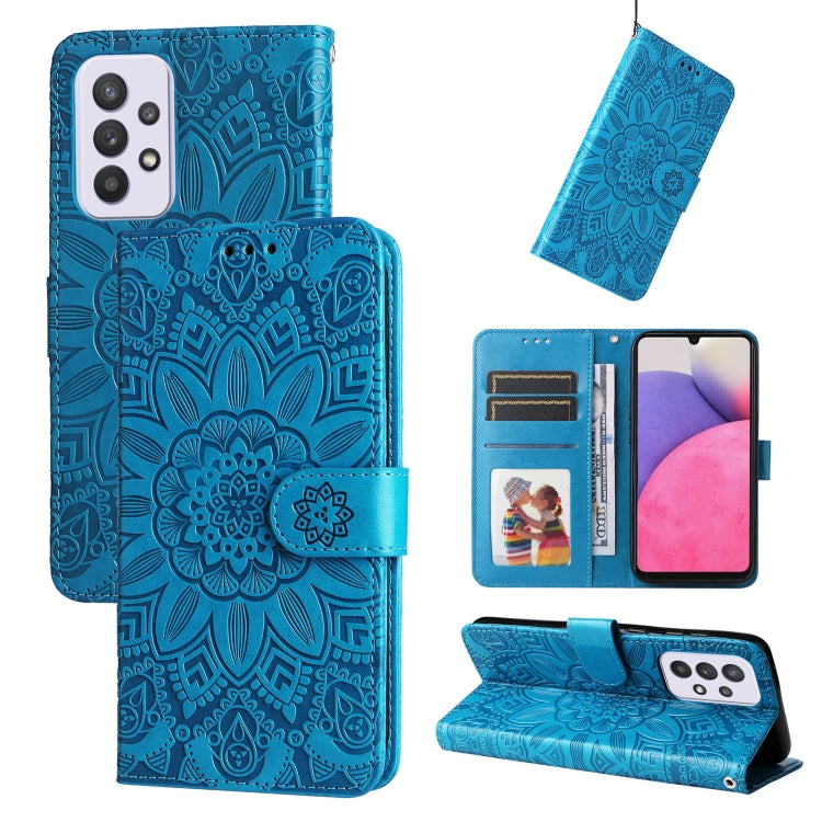 For Samsung Galaxy A52 4G / 5G Embossed Sunflower Leather Phone Case