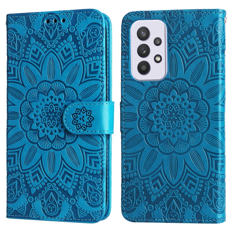 For Samsung Galaxy A52 4G / 5G Embossed Sunflower Leather Phone Case