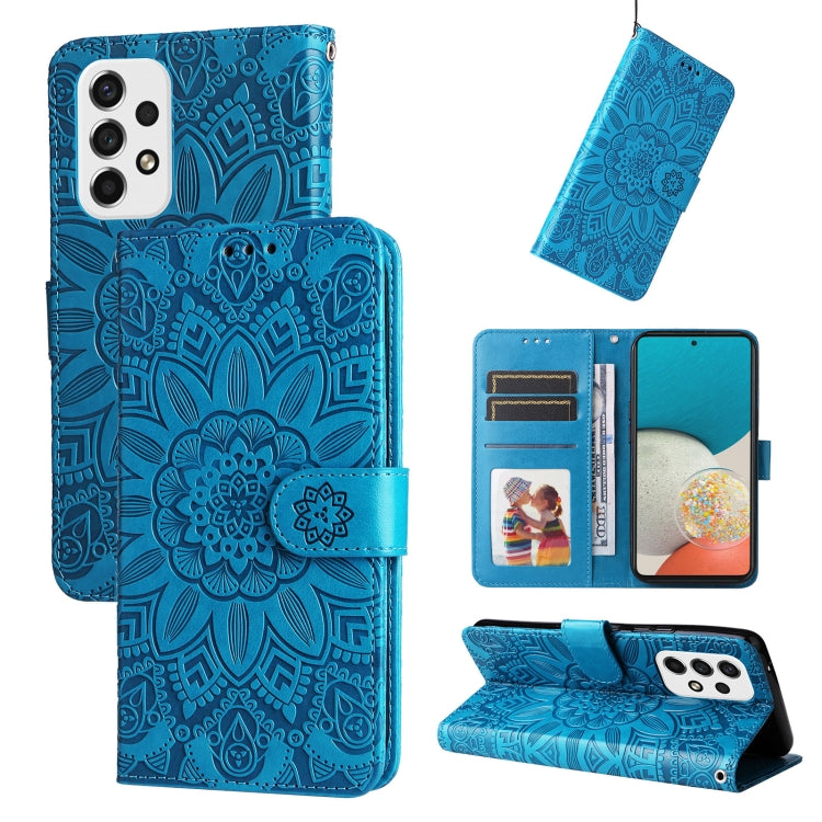 For Samsung Galaxy A53 5G Embossed Sunflower Leather Phone Case