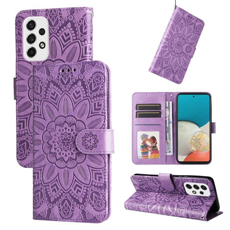 For Samsung Galaxy A53 5G Embossed Sunflower Leather Phone Case