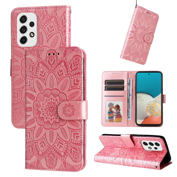 For Samsung Galaxy A73 5G Embossed Sunflower Leather Phone Case