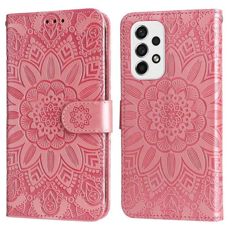 For Samsung Galaxy A73 5G Embossed Sunflower Leather Phone Case