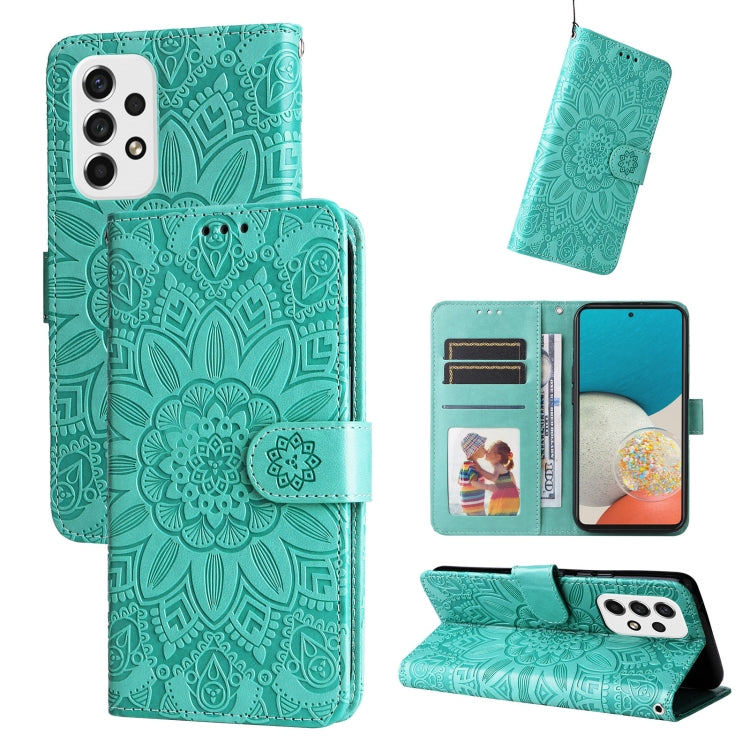 For Samsung Galaxy A73 5G Embossed Sunflower Leather Phone Case