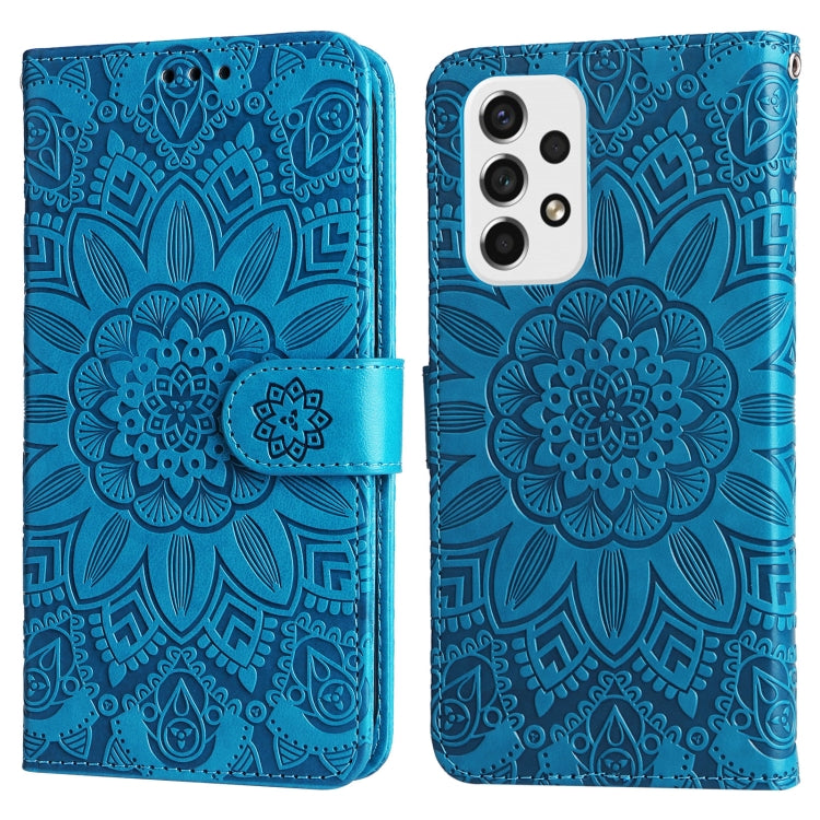 For Samsung Galaxy A73 5G Embossed Sunflower Leather Phone Case