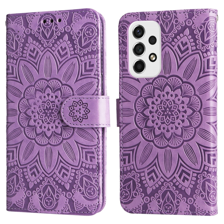For Samsung Galaxy A73 5G Embossed Sunflower Leather Phone Case