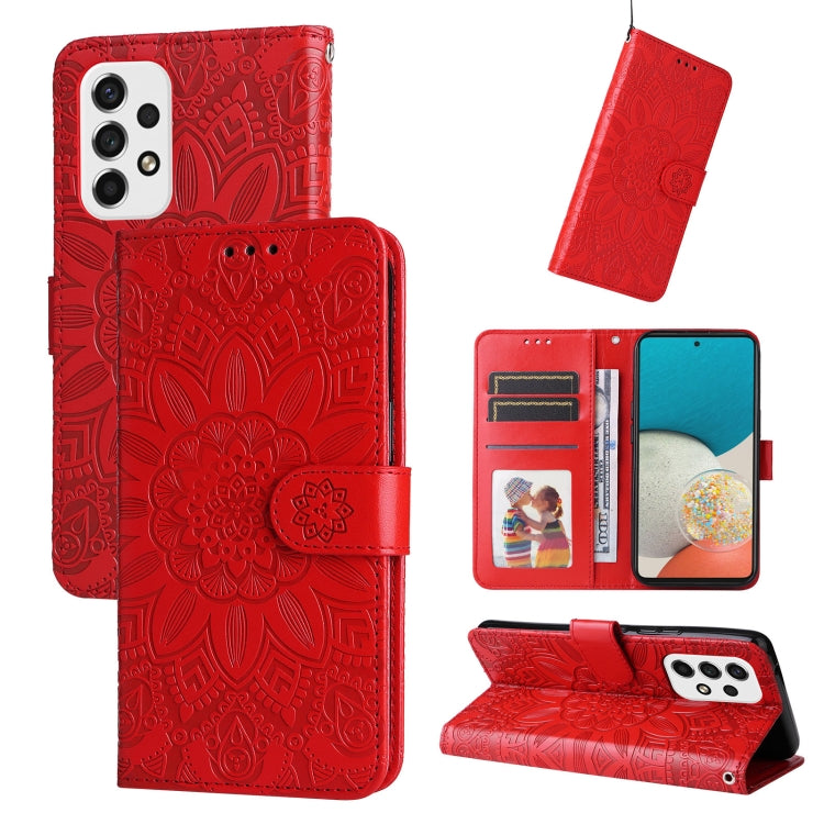 For Samsung Galaxy A73 5G Embossed Sunflower Leather Phone Case
