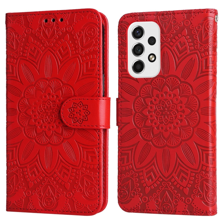 For Samsung Galaxy A73 5G Embossed Sunflower Leather Phone Case